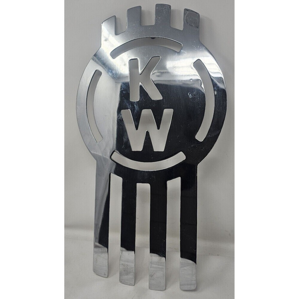 Vtg Kenworth Silver Metal Grille Emblem Tractor Trailer Semi Truck Badge 18.5"